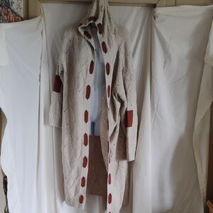 Cozy Cream and Brown Knit Cardigan